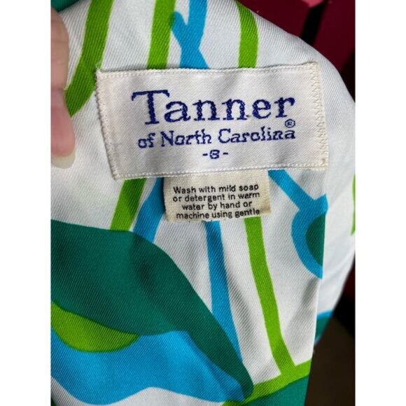 shirt dress floral vintage 1960s mod flower power white blue green - Picture 9 of 12